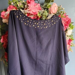 Lilly Pulitzer Navy Blouse with Gold Accents